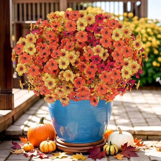 Artificial Flowers Fake Plants for Outdoors Summer Decoration | 13 Bundles Silk Realistic UV Resistant Faux Flowers for Outside Planter Porch Yard Patio Garden Home Indoor, Mix