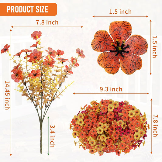 Artificial Flowers Fake Plants for Outdoors Summer Decoration | 13 Bundles Silk Realistic UV Resistant Faux Flowers for Outside Planter Porch Yard Patio Garden Home Indoor, Mix