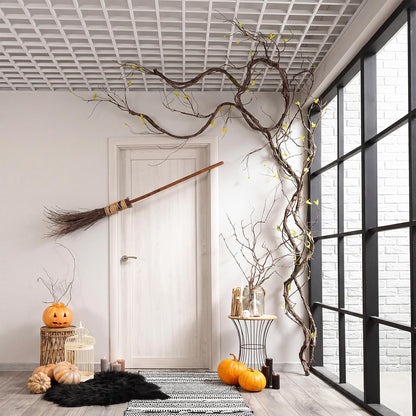 4 Pcs 71in Artificial Bendable Tree Branches Wall Hanging Fake Trunk Garland Twigs Halloween Cherry Tree Branches Rattan Liana Cane Vine for Front Door Reptile Habitat Wedding (Leafy)