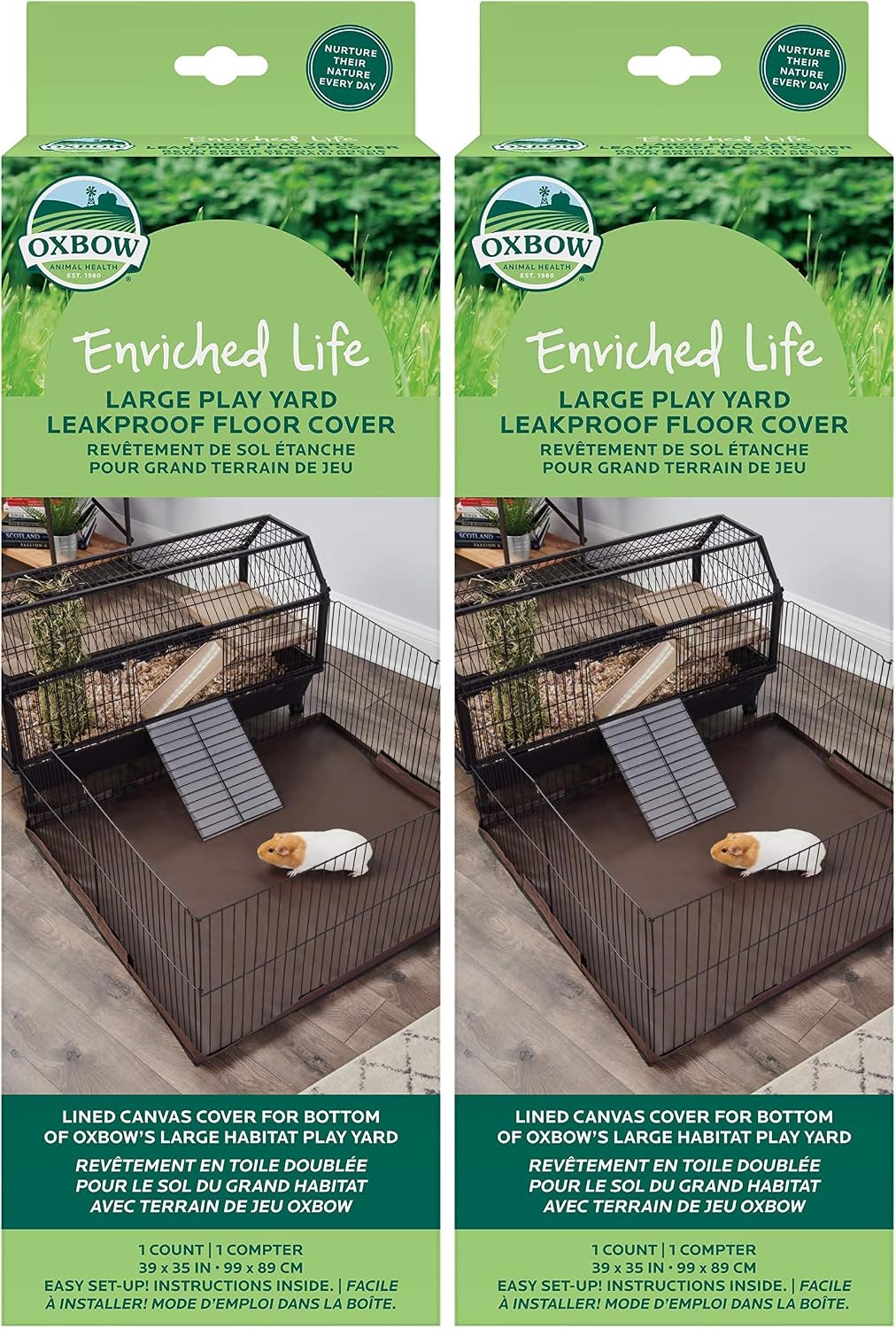 Oxbow Play Yard Floor Cover, Guinea Pig Cage Liner, Leakproof, 39 x 35 in