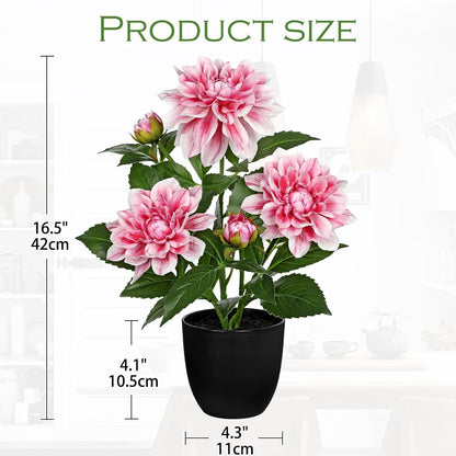 Artificial Flowers 18.5" Tall with Silk Wisteria Pink Flower Arrangement and Realistic Wood Fake Bonsai Tree Plants Faux Plants for Spring Home Bedroom Office Bathroom Coffee Table Centerpiece Decor