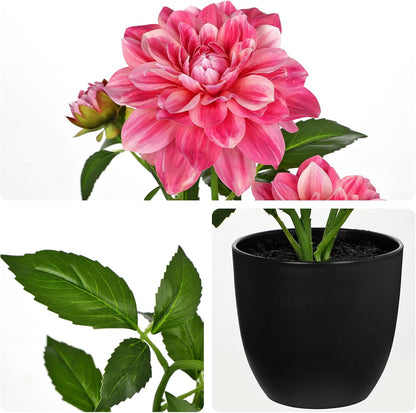 Artificial Flowers 18.5" Tall with Silk Wisteria Pink Flower Arrangement and Realistic Wood Fake Bonsai Tree Plants Faux Plants for Spring Home Bedroom Office Bathroom Coffee Table Centerpiece Decor