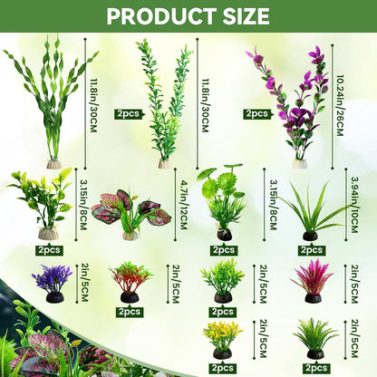 Artificial Aquarium Plants Realistic Green Plastic Fish Tank Decorations