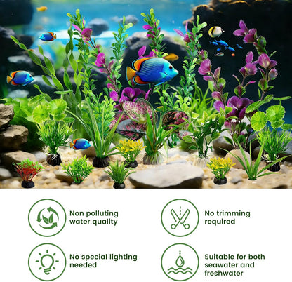 Artificial Aquarium Plants Realistic Green Plastic Fish Tank Decorations