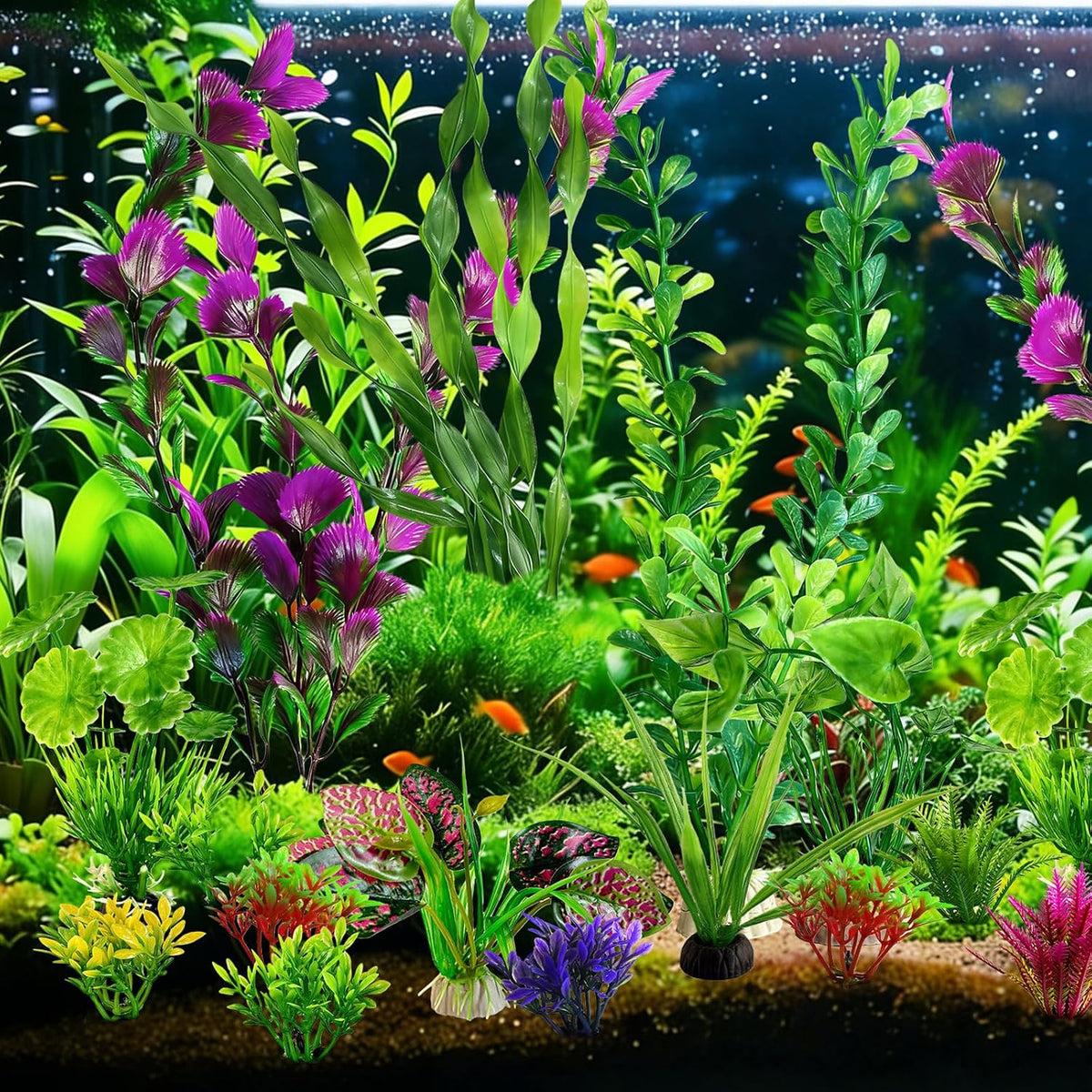 Artificial Aquarium Plants Realistic Green Plastic Fish Tank Decorations