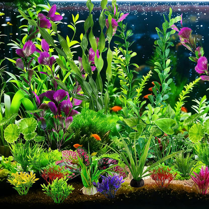 Artificial Aquarium Plants Realistic Green Plastic Fish Tank Decorations