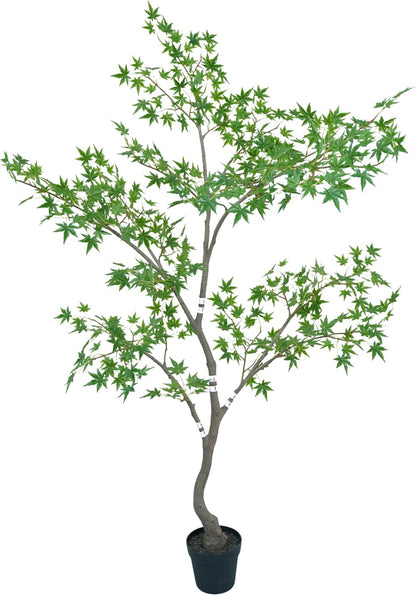 Artificial Maple Tree, 6 Feet Tall, Green Foliage, Potted Faux Plant for Indoor Outdoor Decor (Green)