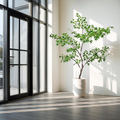Artificial Maple Tree, 6 Feet Tall, Green Foliage, Potted Faux Plant for Indoor Outdoor Decor (Green)