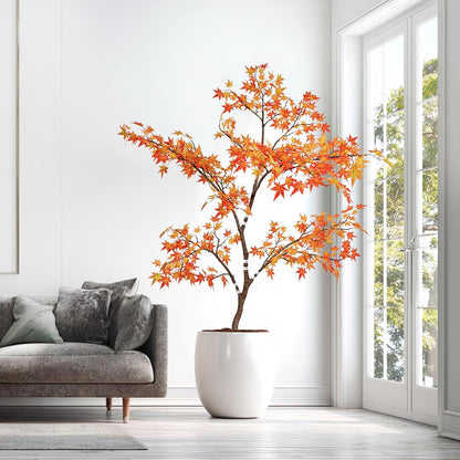 Artificial Maple Tree, 6 Feet Tall, Green Foliage, Potted Faux Plant for Indoor Outdoor Decor (Green)