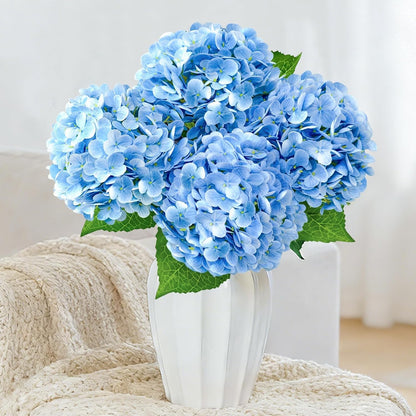 21" Real Touch Blue Hydrangea Artificial Flowers with Stems, Fake Silk Flowers for Outdoors, Artificial Flowers for Home Decor Wedding Bouquets Centerpieces Vase
