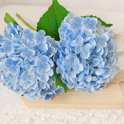 21" Real Touch Blue Hydrangea Artificial Flowers with Stems, Fake Silk Flowers for Outdoors, Artificial Flowers for Home Decor Wedding Bouquets Centerpieces Vase