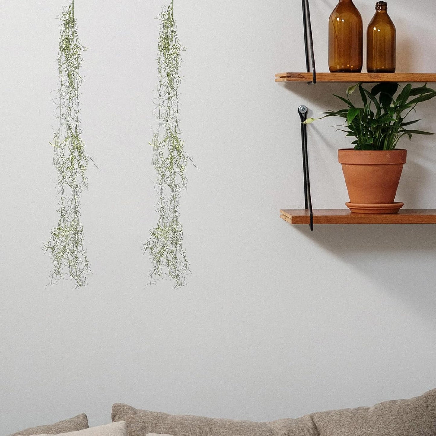 6pcs 34-inch Realistic Artificial Succulents Moss, Large Spanish Hanging Plant Vine for Indoor Home Garden Decor, Terrarium, Wreath & DIY Crafts