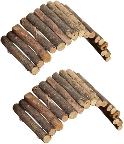 PIVBY Hamster Bridge Wooden Mouse Ladder Natural Rat Chew Rodents Toys for Chinchillas Guinea Pigs Hamster Mouse Rat Small Animal (2Pack)