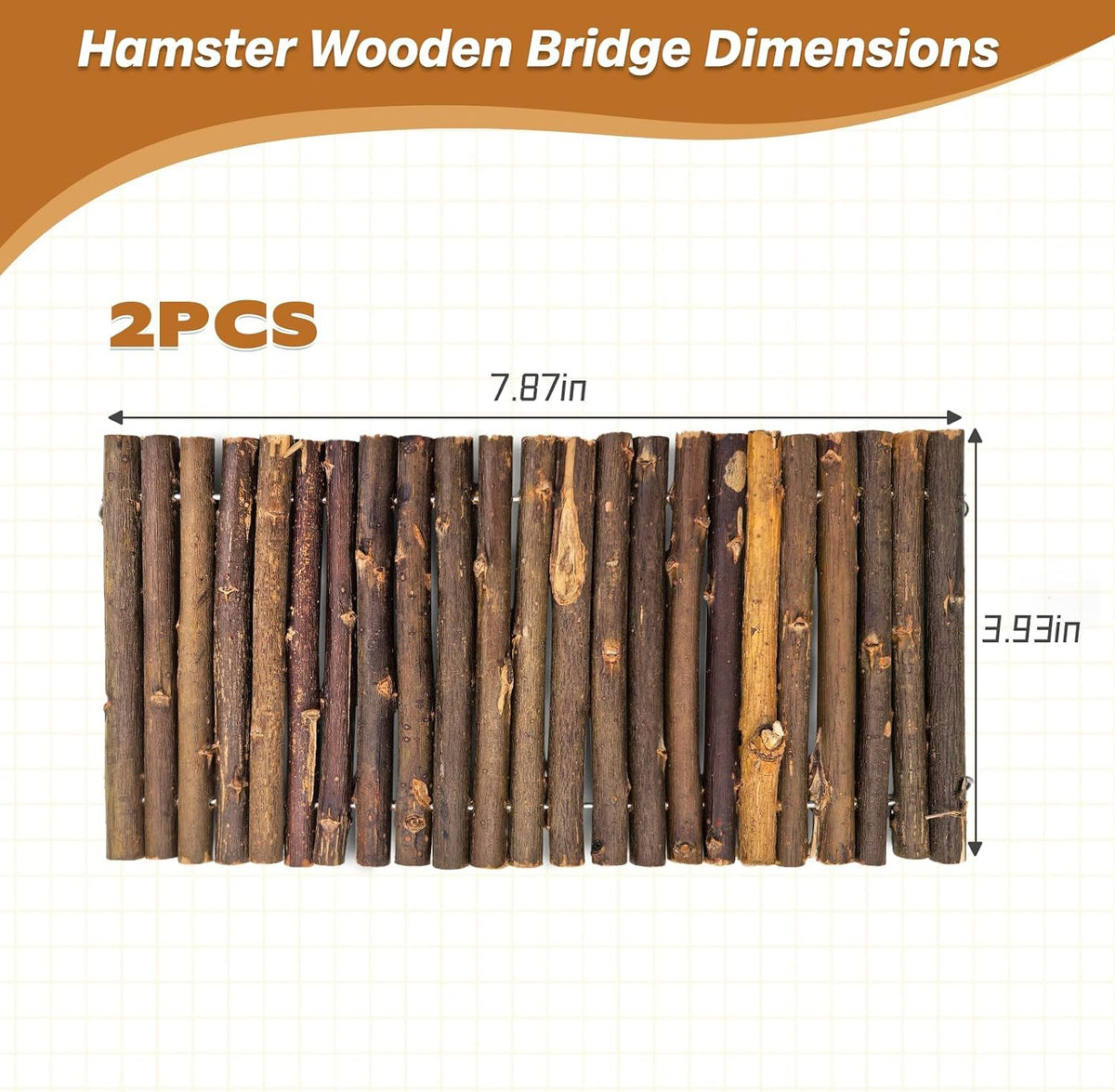 PIVBY Hamster Bridge Wooden Mouse Ladder Natural Rat Chew Rodents Toys for Chinchillas Guinea Pigs Hamster Mouse Rat Small Animal (2Pack)