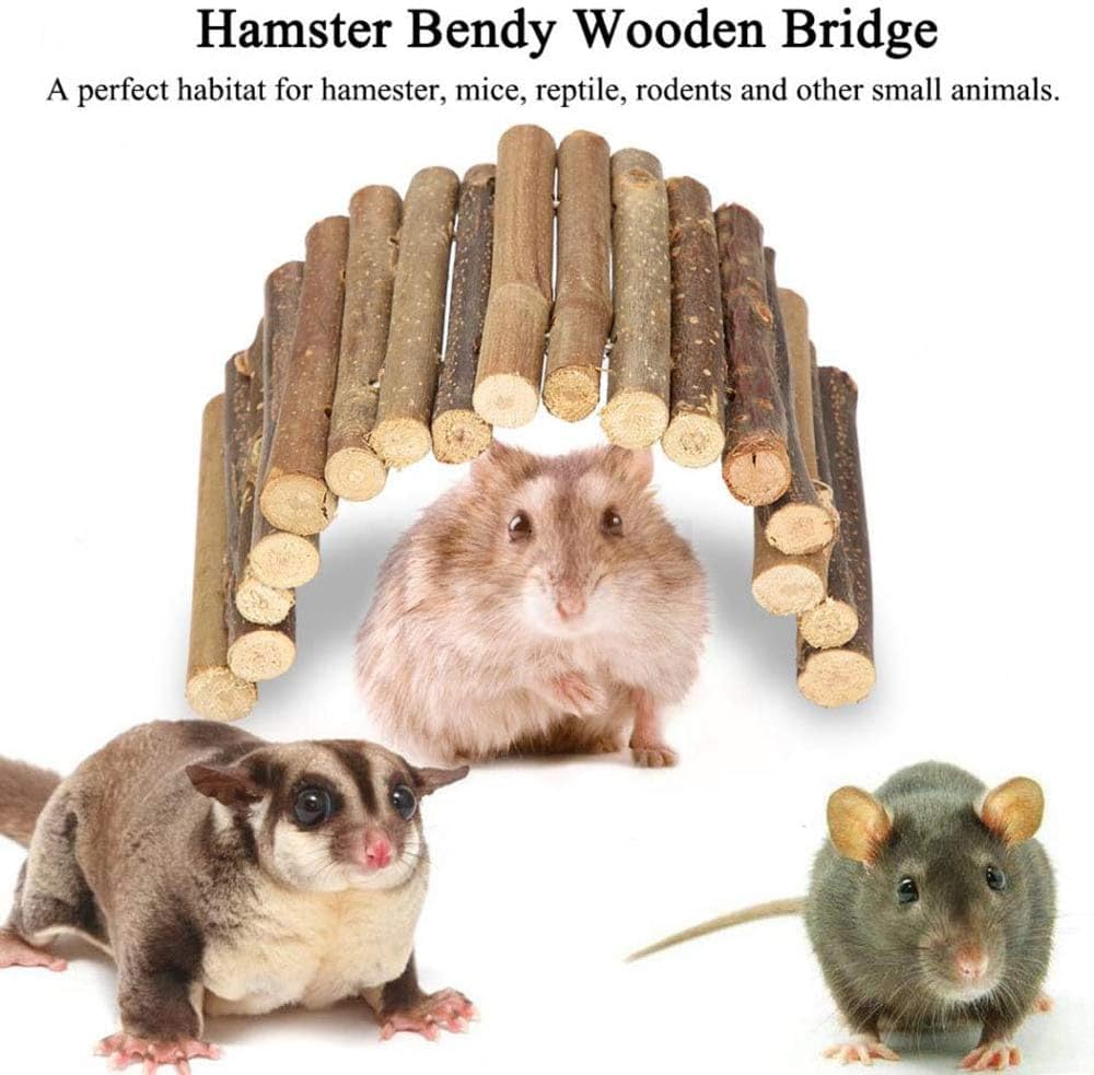 PIVBY Hamster Bridge Wooden Mouse Ladder Natural Rat Chew Rodents Toys for Chinchillas Guinea Pigs Hamster Mouse Rat Small Animal (2Pack)