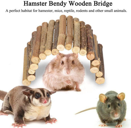 PIVBY Hamster Bridge Wooden Mouse Ladder Natural Rat Chew Rodents Toys for Chinchillas Guinea Pigs Hamster Mouse Rat Small Animal (2Pack)