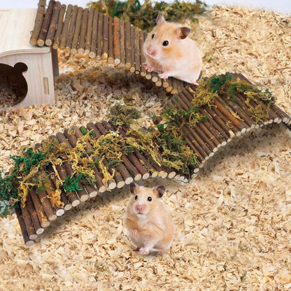 PIVBY Hamster Bridge Wooden Mouse Ladder Natural Rat Chew Rodents Toys for Chinchillas Guinea Pigs Hamster Mouse Rat Small Animal (2Pack)