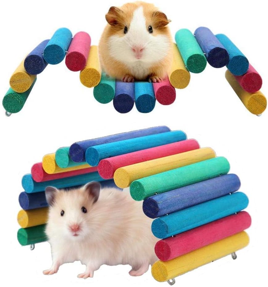 PIVBY Hamster Bridge Wooden Mouse Ladder Natural Rat Chew Rodents Toys for Chinchillas Guinea Pigs Hamster Mouse Rat Small Animal (2Pack)
