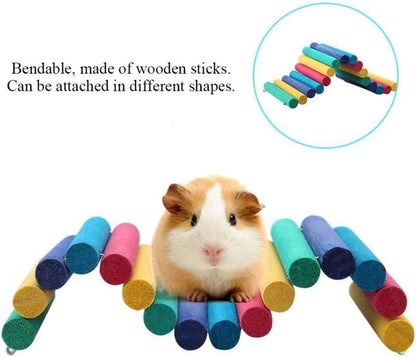 PIVBY Hamster Bridge Wooden Mouse Ladder Natural Rat Chew Rodents Toys for Chinchillas Guinea Pigs Hamster Mouse Rat Small Animal (2Pack)