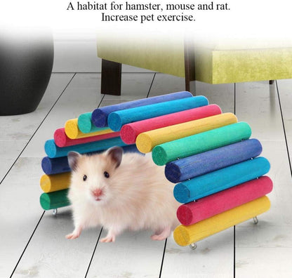 PIVBY Hamster Bridge Wooden Mouse Ladder Natural Rat Chew Rodents Toys for Chinchillas Guinea Pigs Hamster Mouse Rat Small Animal (2Pack)