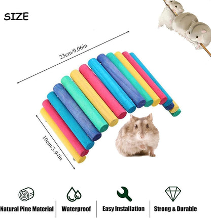 PIVBY Hamster Bridge Wooden Mouse Ladder Natural Rat Chew Rodents Toys for Chinchillas Guinea Pigs Hamster Mouse Rat Small Animal (2Pack)