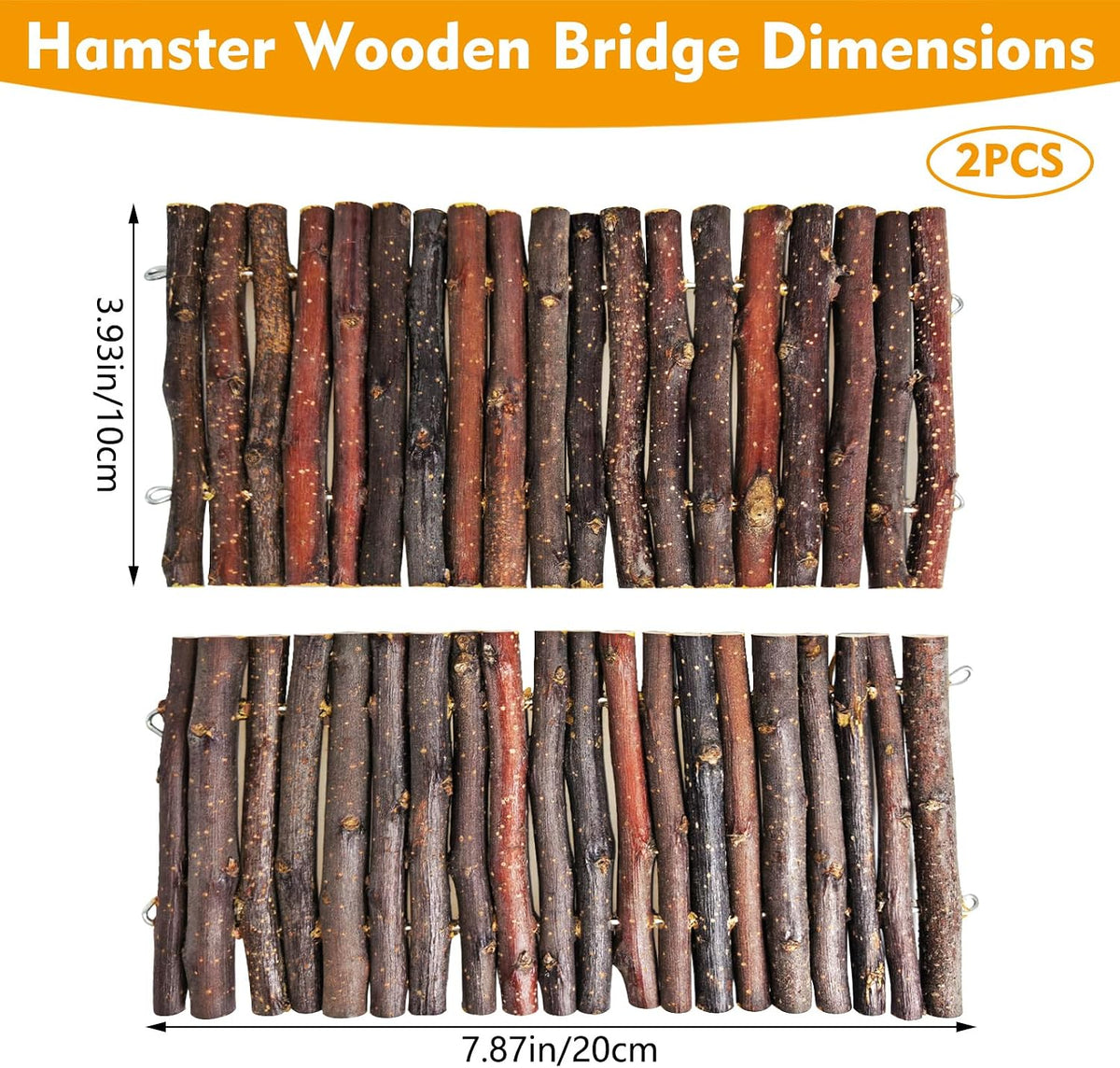 PIVBY Hamster Bridge Wooden Mouse Ladder Natural Rat Chew Rodents Toys for Chinchillas Guinea Pigs Hamster Mouse Rat Small Animal (2Pack)