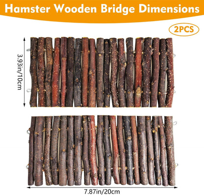 PIVBY Hamster Bridge Wooden Mouse Ladder Natural Rat Chew Rodents Toys for Chinchillas Guinea Pigs Hamster Mouse Rat Small Animal (2Pack)