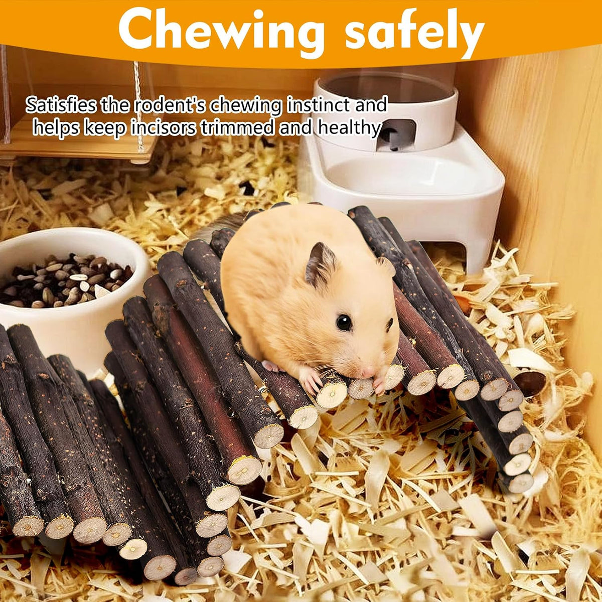 PIVBY Hamster Bridge Wooden Mouse Ladder Natural Rat Chew Rodents Toys for Chinchillas Guinea Pigs Hamster Mouse Rat Small Animal (2Pack)