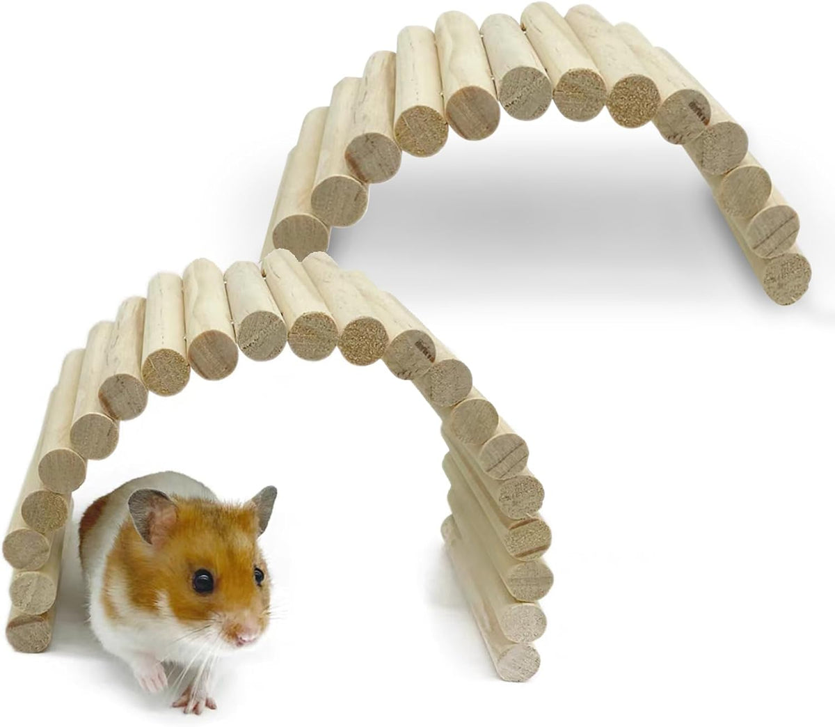 PIVBY Hamster Bridge Wooden Mouse Ladder Natural Rat Chew Rodents Toys for Chinchillas Guinea Pigs Hamster Mouse Rat Small Animal (2Pack)