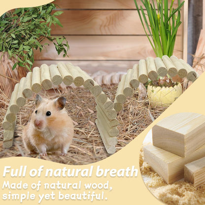 PIVBY Hamster Bridge Wooden Mouse Ladder Natural Rat Chew Rodents Toys for Chinchillas Guinea Pigs Hamster Mouse Rat Small Animal (2Pack)