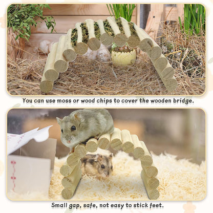 PIVBY Hamster Bridge Wooden Mouse Ladder Natural Rat Chew Rodents Toys for Chinchillas Guinea Pigs Hamster Mouse Rat Small Animal (2Pack)