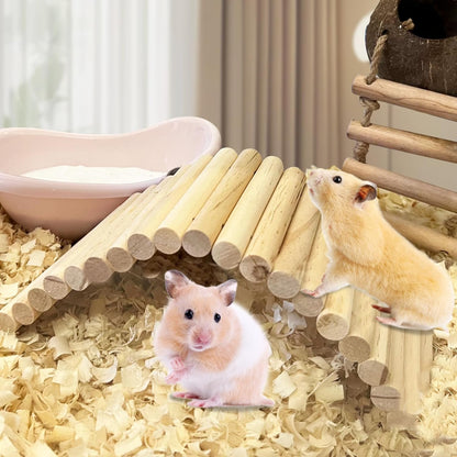 PIVBY Hamster Bridge Wooden Mouse Ladder Natural Rat Chew Rodents Toys for Chinchillas Guinea Pigs Hamster Mouse Rat Small Animal (2Pack)