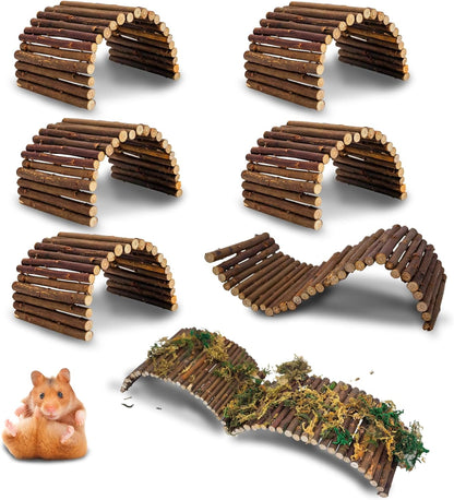 PIVBY Hamster Bridge Wooden Mouse Ladder Natural Rat Chew Rodents Toys for Chinchillas Guinea Pigs Hamster Mouse Rat Small Animal (2Pack)