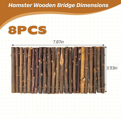 PIVBY Hamster Bridge Wooden Mouse Ladder Natural Rat Chew Rodents Toys for Chinchillas Guinea Pigs Hamster Mouse Rat Small Animal (2Pack)