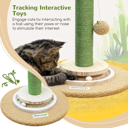Globlzer 30in Cactus Cat Scratching Post for Indoor Cats, SC30, Green