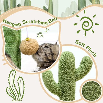 Globlzer 30in Cactus Cat Scratching Post for Indoor Cats, SC30, Green