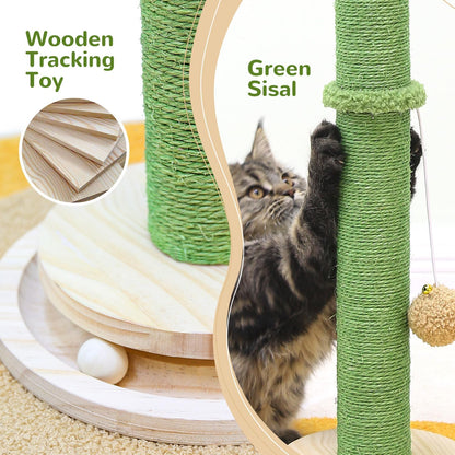 Globlzer 30in Cactus Cat Scratching Post for Indoor Cats, SC30, Green