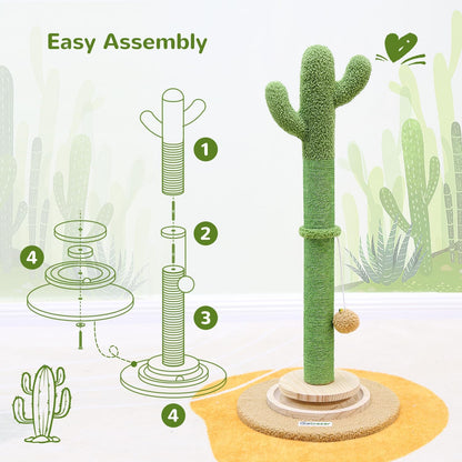 Globlzer 30in Cactus Cat Scratching Post for Indoor Cats, SC30, Green