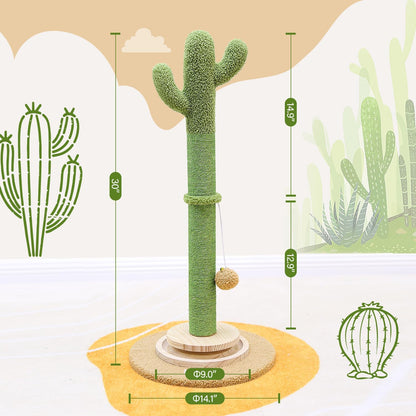 Globlzer 30in Cactus Cat Scratching Post for Indoor Cats, SC30, Green