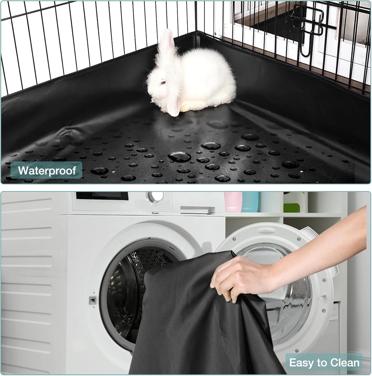 Rabbit Playpen，Small Animal Cage with Waterproof Mat, 48" L*48" W*24" H Metal Hedgehog with Door, C&C Cage for Guinea Pigs, Bunny, Hedgehogs, Chinchillas(Playpen Only)