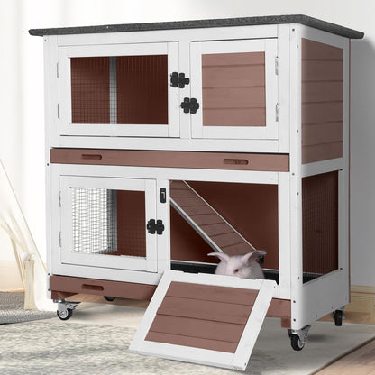 Rabbit Playpen，Small Animal Cage with Waterproof Mat, 48" L*48" W*24" H Metal Hedgehog with Door, C&C Cage for Guinea Pigs, Bunny, Hedgehogs, Chinchillas(Playpen Only)
