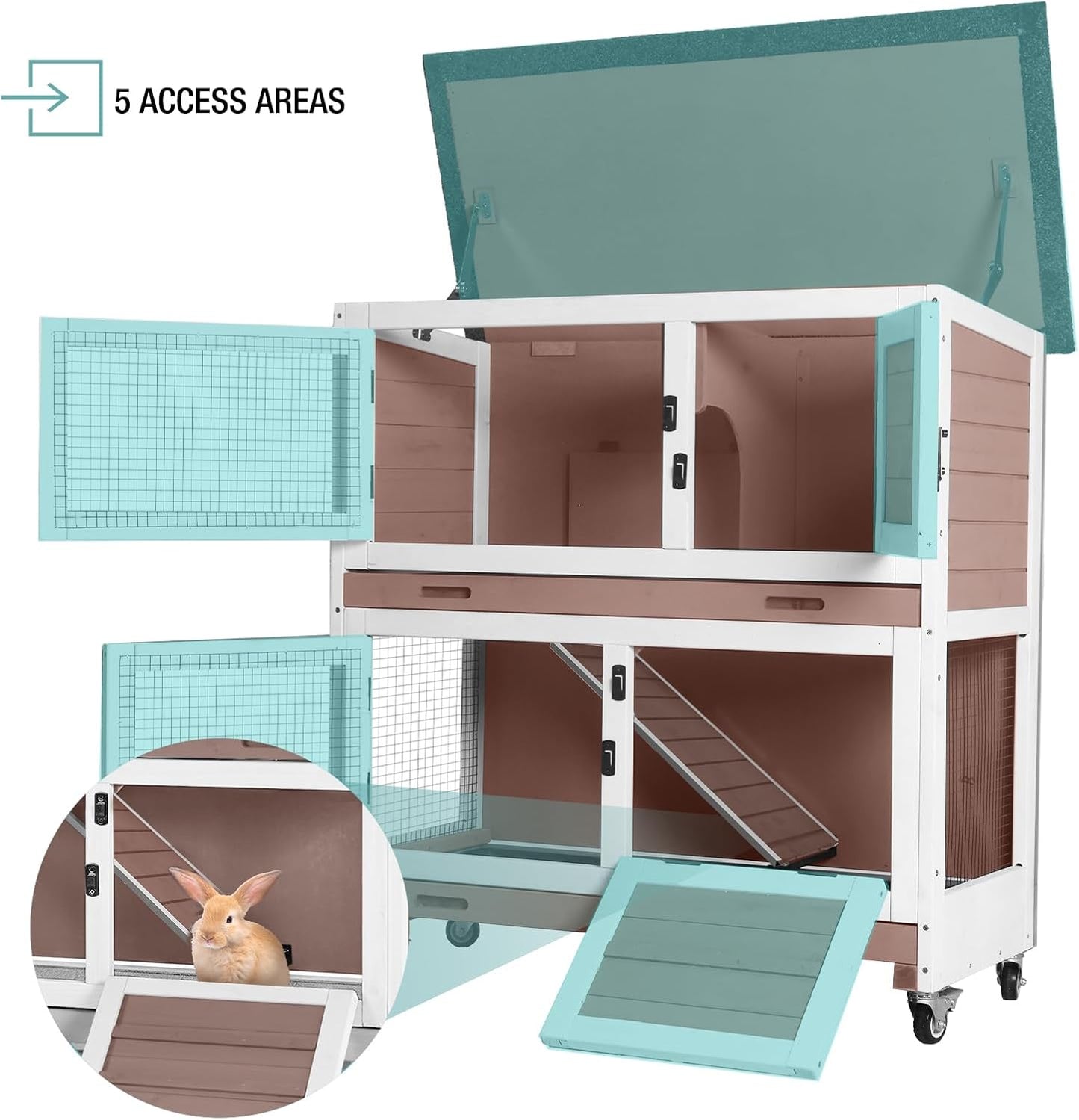 Rabbit Playpen，Small Animal Cage with Waterproof Mat, 48" L*48" W*24" H Metal Hedgehog with Door, C&C Cage for Guinea Pigs, Bunny, Hedgehogs, Chinchillas(Playpen Only)
