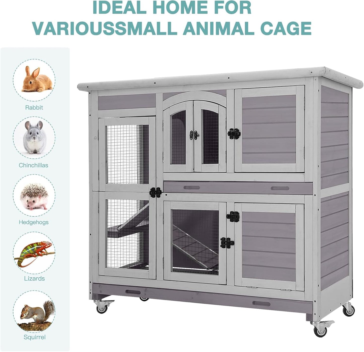 Rabbit Playpen，Small Animal Cage with Waterproof Mat, 48" L*48" W*24" H Metal Hedgehog with Door, C&C Cage for Guinea Pigs, Bunny, Hedgehogs, Chinchillas(Playpen Only)