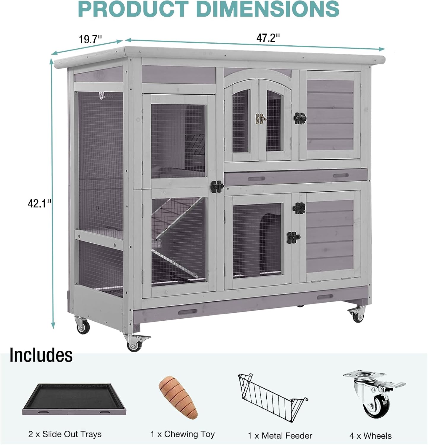 Rabbit Playpen，Small Animal Cage with Waterproof Mat, 48" L*48" W*24" H Metal Hedgehog with Door, C&C Cage for Guinea Pigs, Bunny, Hedgehogs, Chinchillas(Playpen Only)