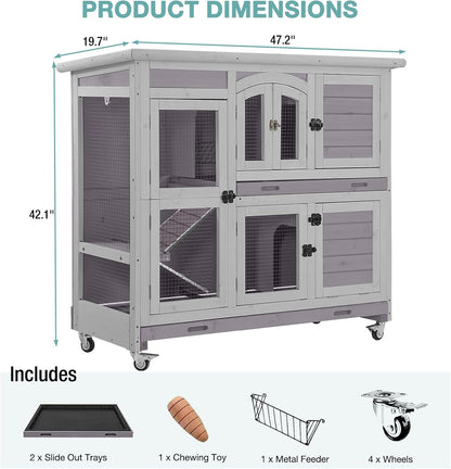 Rabbit Playpen，Small Animal Cage with Waterproof Mat, 48" L*48" W*24" H Metal Hedgehog with Door, C&C Cage for Guinea Pigs, Bunny, Hedgehogs, Chinchillas(Playpen Only)