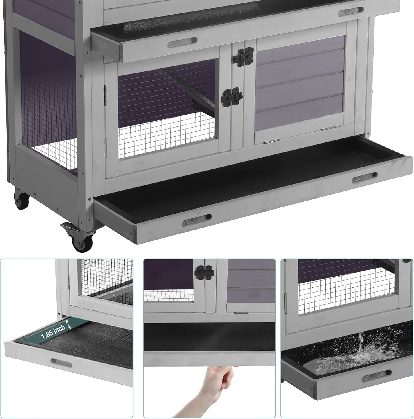 Rabbit Playpen，Small Animal Cage with Waterproof Mat, 48" L*48" W*24" H Metal Hedgehog with Door, C&C Cage for Guinea Pigs, Bunny, Hedgehogs, Chinchillas(Playpen Only)