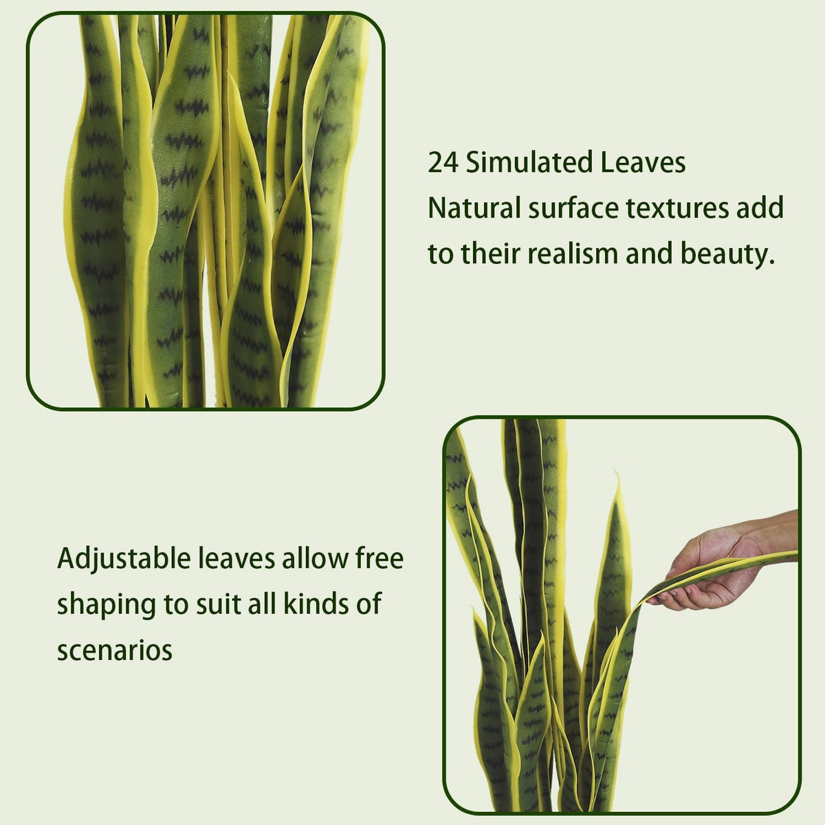 4FT- Artificial Snake Plant, 24 PVC Lifelike Leaves, 35in Faux Sansevieria for Indoor Home & Garden Decor, Tall Planter Potted Mother-in-Law's Tongue Plants, Yellow