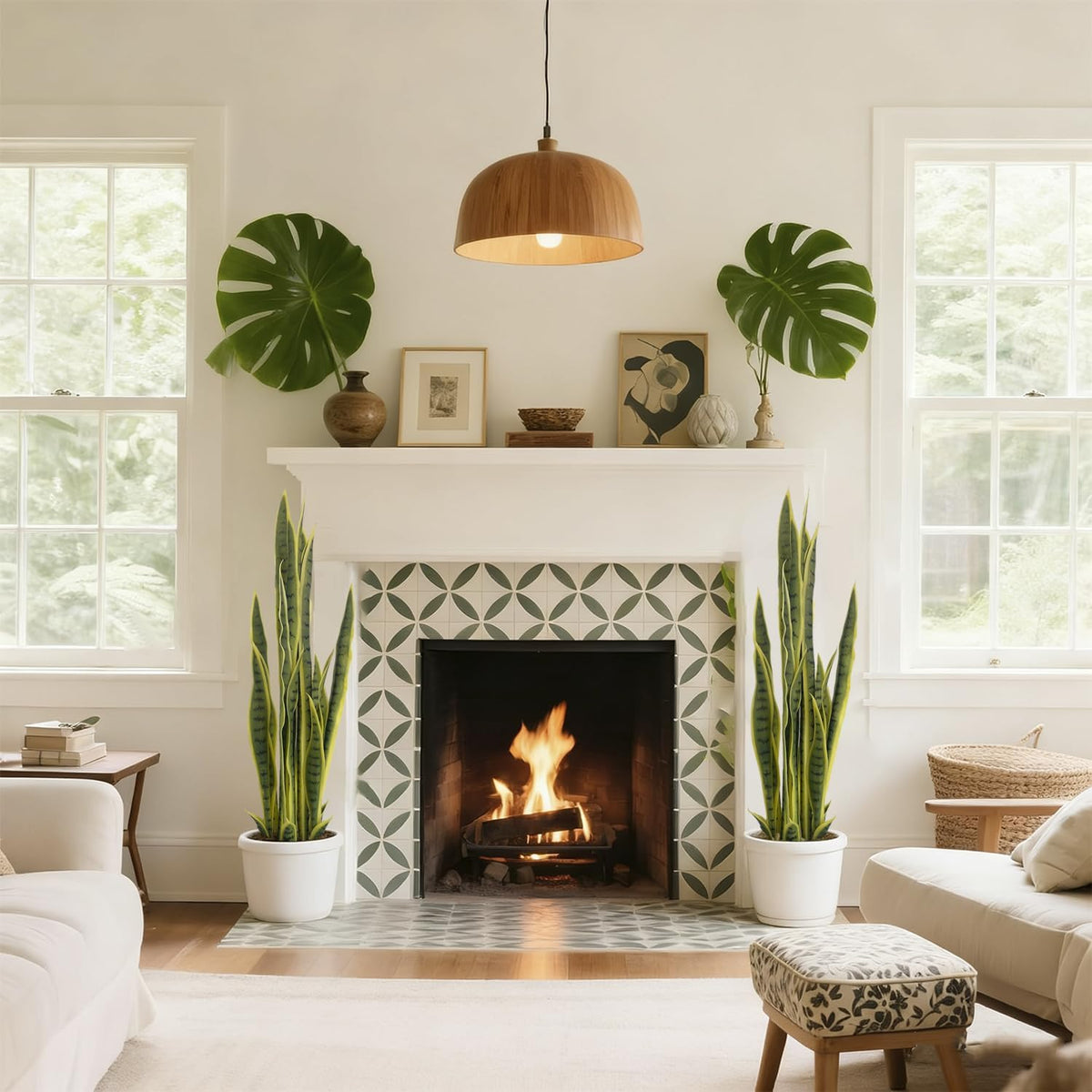 4FT- Artificial Snake Plant, 24 PVC Lifelike Leaves, 35in Faux Sansevieria for Indoor Home & Garden Decor, Tall Planter Potted Mother-in-Law's Tongue Plants, Yellow