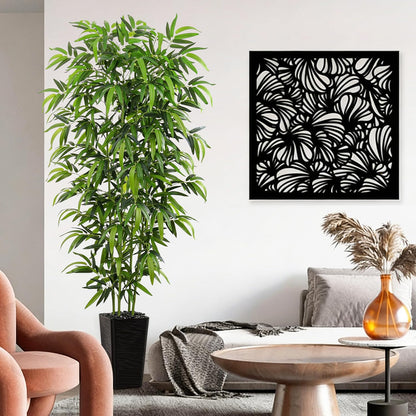 Artificial Bamboo Plants 5FT, Faux Tree Indoor with White Tall Planter | Tall Fake Bamboo Trees, Large Artificial Nandina Tree, Lifelike Greenery for Living Room Bedroom Home Office Patio Decor