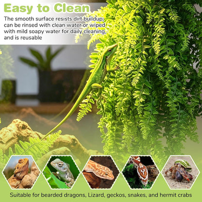 Reptile Plants Hanging Fake Vines Boston Climbing Terrarium Plant with Suction Cup for Bearded Dragons Lizards Crested Gecko Snake Hermit Crab and Tank Habitat Decorations (2 Pack)